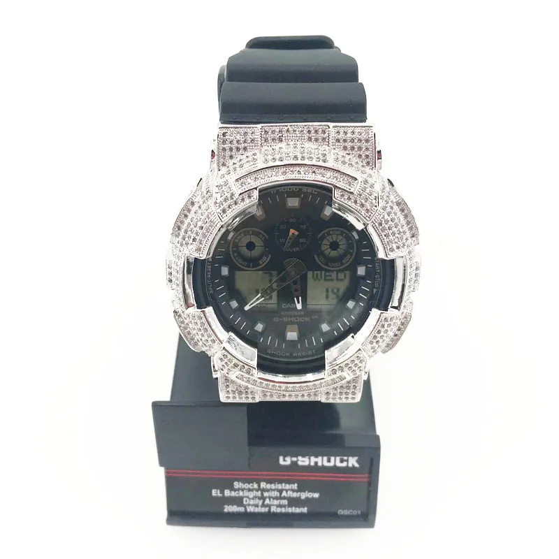 Белый кубический цирконий Lab Diamond Замена чехол G Shock для часов|Часы Чехлы| |