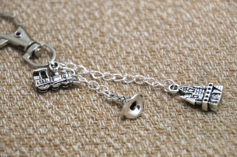 

12pcs HP inspired Key ring Wizard castle charm Key Chain charm in silver