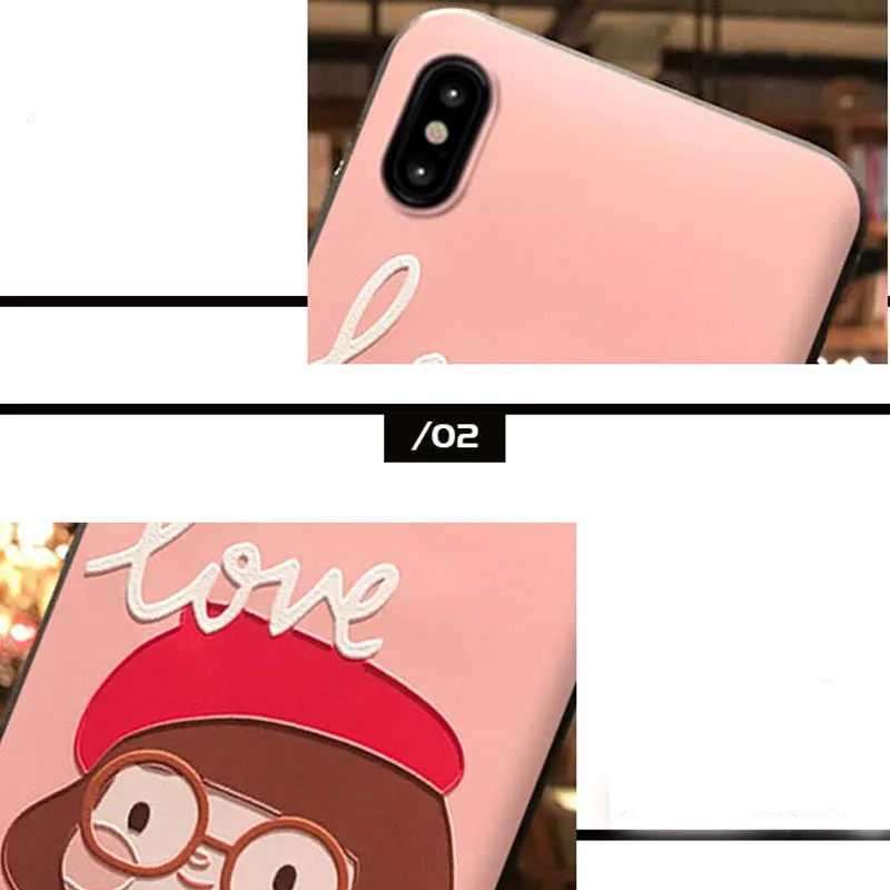 JIBAN Cute Girl Cartoon Pink Phone Case For OPPO 17pro R11 Plus XiaoMi 8se Mix2 Silicone Embossed Protective Cover Capa |