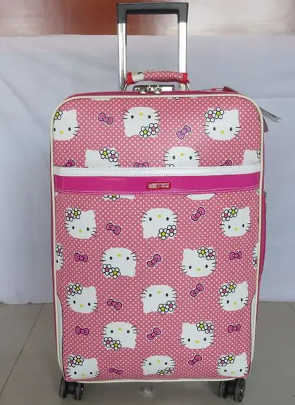 Новинка 24 дюймов Hello kitty Spinner дорожные наборы чемоданов Дети Студенческие женщины тележки на колёсиках багаж EMS/DHL
