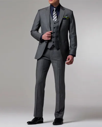 new design custom made dark gray Groom Tuxedos Men's Suit Groomsmen Wedding Suits ( jacket+Pants+vest+tie)