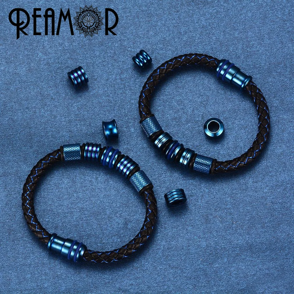 REAMOR 10 шт./лот 316L нержавеющая сталь 6/8 мм в полоску Европейский Серебряный цвет