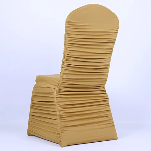 Marious Brand 100pcs gold spandex ruffled chair cover wedding banquet decoration free shipping | Дом и сад