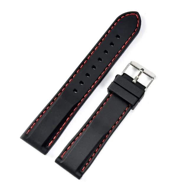 Black Red Новые силиконовые резиновые ремешки для часов для мальчиков и девочек 18 мм 20 мм 22 мм 24 мм ремешок для дайвинга браслеты для спортивных часов водонепроницаемые ремешки для часов ремень - Цвет ремешка: Black Red