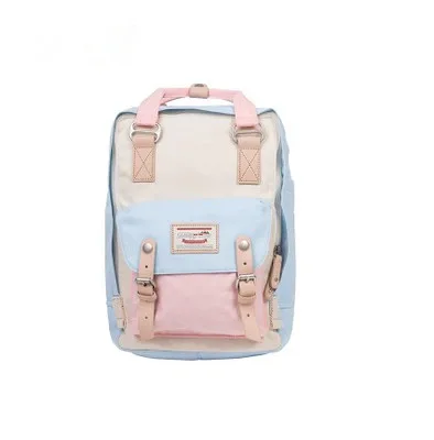 Cream Blue Pink Новые модные женские холщовые рюкзаки ярких цветов, школьные сумки для девочек и мальчиков, повседневные дорожные сумки, рюкзак для ноутбука Mochila S062 - Цвет: Cream Blue Pink
