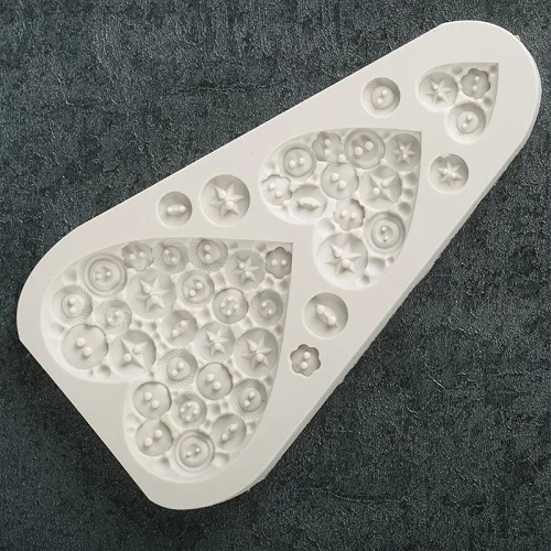 Heart Bottons 1 шт. 3D жемчужная полоса цветок розы тисненое сердце кнопки веревки садовый забор силиконовые шоколадные помадные формы инструменты для украшения торта - Цвет: Heart Bottons
