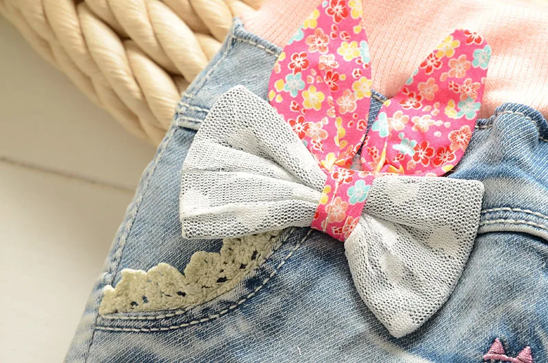 2017 г. Новое поступление джинсы для девочек с бабочками детские повседневные