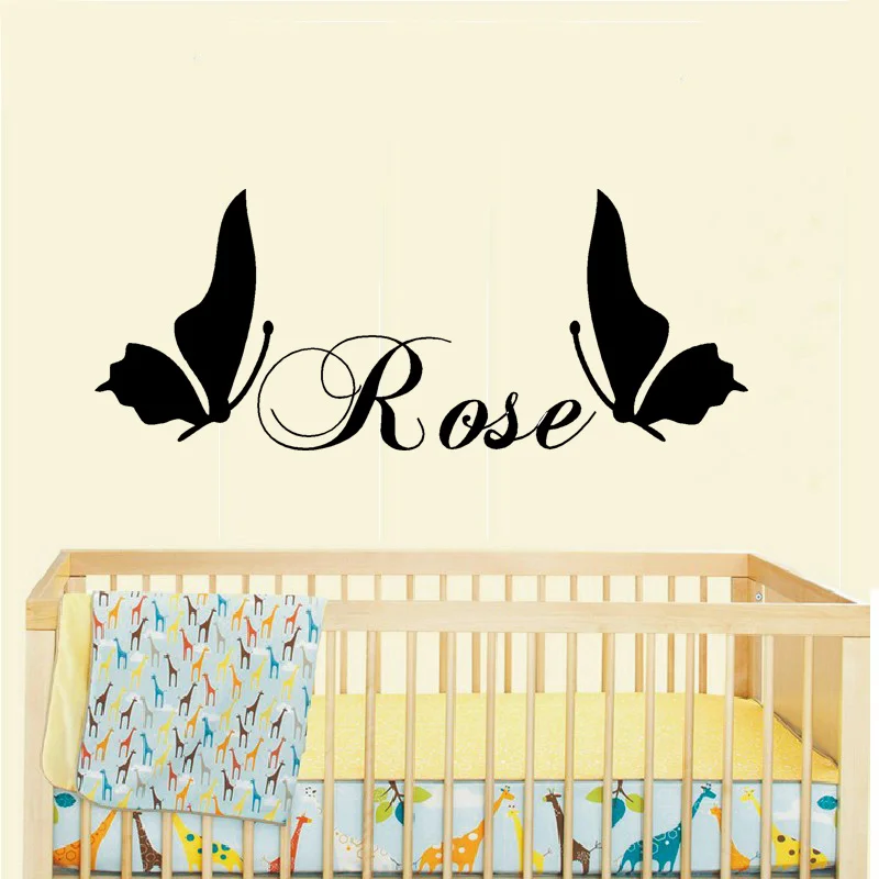 25x60 см персонализированный именной принцесса 2 бабочек для маленьких девочек