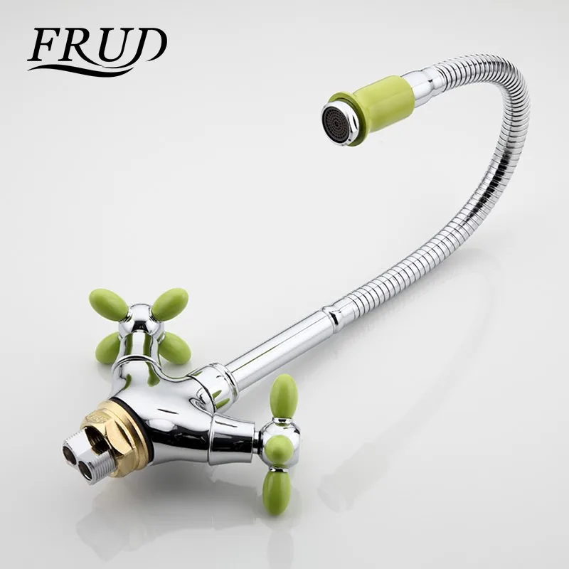 Светло-зеленый Frud красный зеленый высокий гибкий кухонный кран раковина питьевой воды раковина кран Фильтр Краны Однорычажный кран torneira R43127-10/6 - Цвет: Светло-зеленый