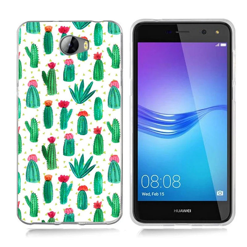 For Huawei Y5 ii Y5ii Cover/5A LYO-L21/Y6 II Compact Coloful Soft TPU Silicone fundas Leaf Painted Design Case A014 |