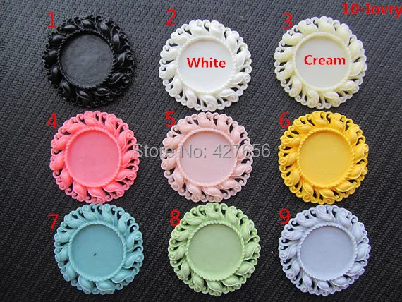 50pcs Round Flatback (19 Colors) Resin Flower Frame Charm Finding Filigree Border Base Setting Tray for 25mm Cabochon/ Cameo | Украшения и