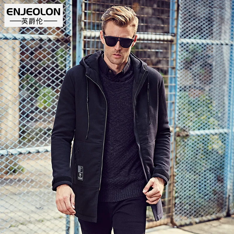 Enjeolon, брендовая хлопковая стеганая куртка с капюшоном, Мужская теплая зимняя парка, мужская куртка на молнии, толстое Стеганое пальто, мужские толстовки с капюшоном, WT0265