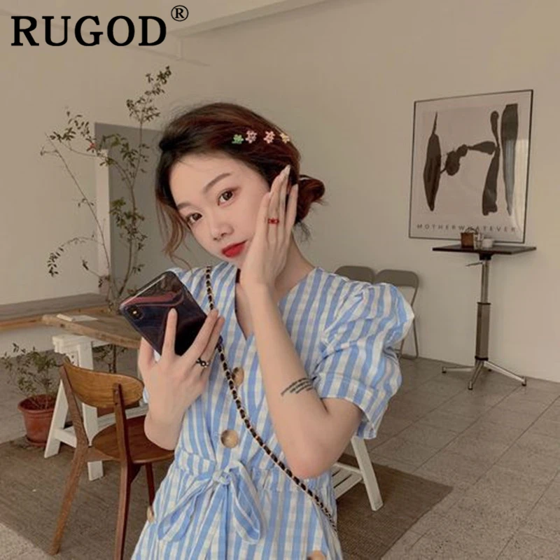 RUGOD элегантный место на пуговицах длинное женское платье Модные V образным