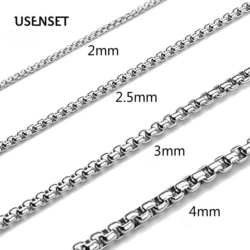 

Rope Chain Box Necklace Stainless Steel Chains Link Necklaces Pendant DIY Jewelry Never Rub Off 2MM 2.5MM 3MM 4MM USENSET