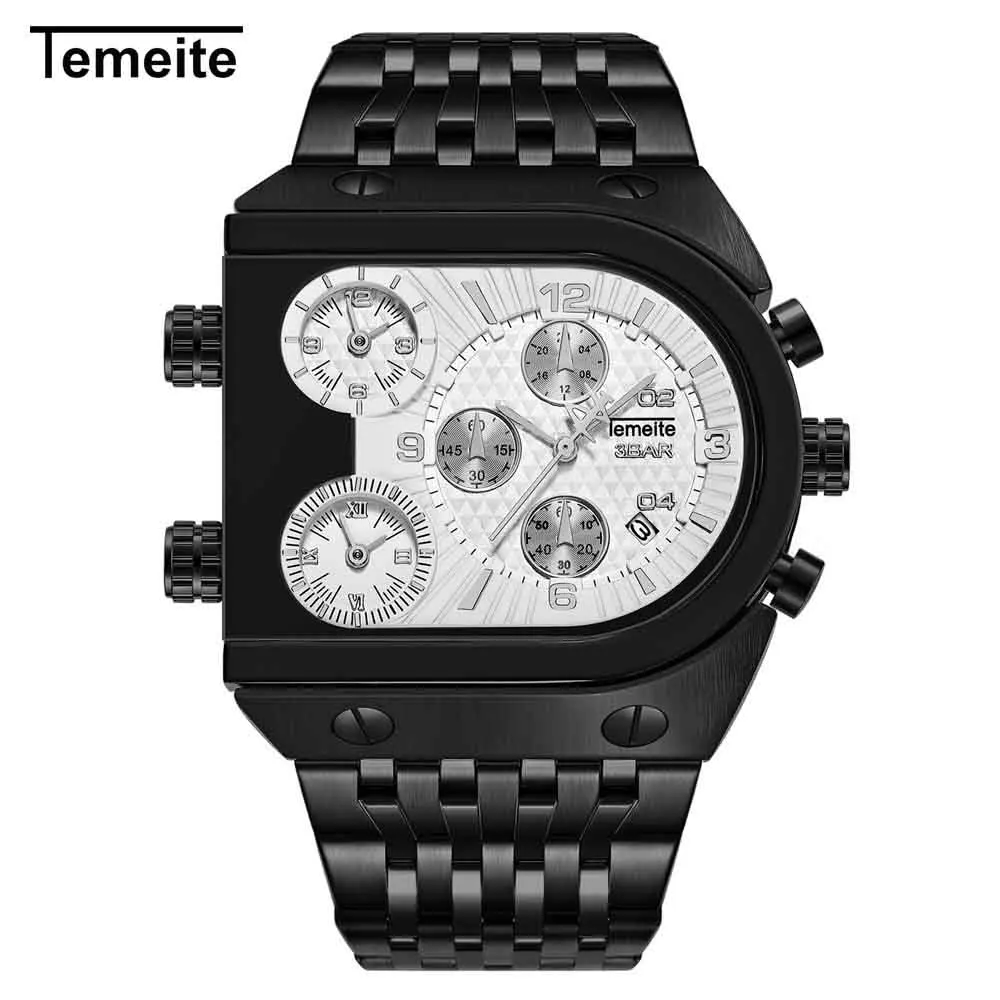 White Black Temeite Relogio Masculino лучших Роскошные Брендовые мужские часы военные Необычные кварцевые часы Для мужчин аналоговый Для мужчин s Просмотрам золото Dropshiping - Цвет: White Black