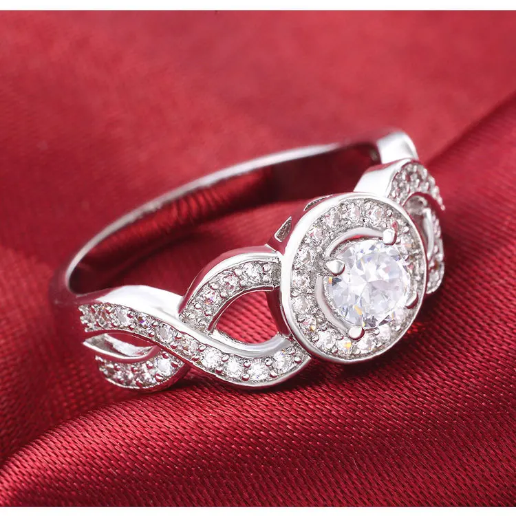 

Genuine 925 Sterling Silver Ring Finger CZ For Women Jewelry Pure Wedding Engagement Drop Shipping Wholesale LR1407S