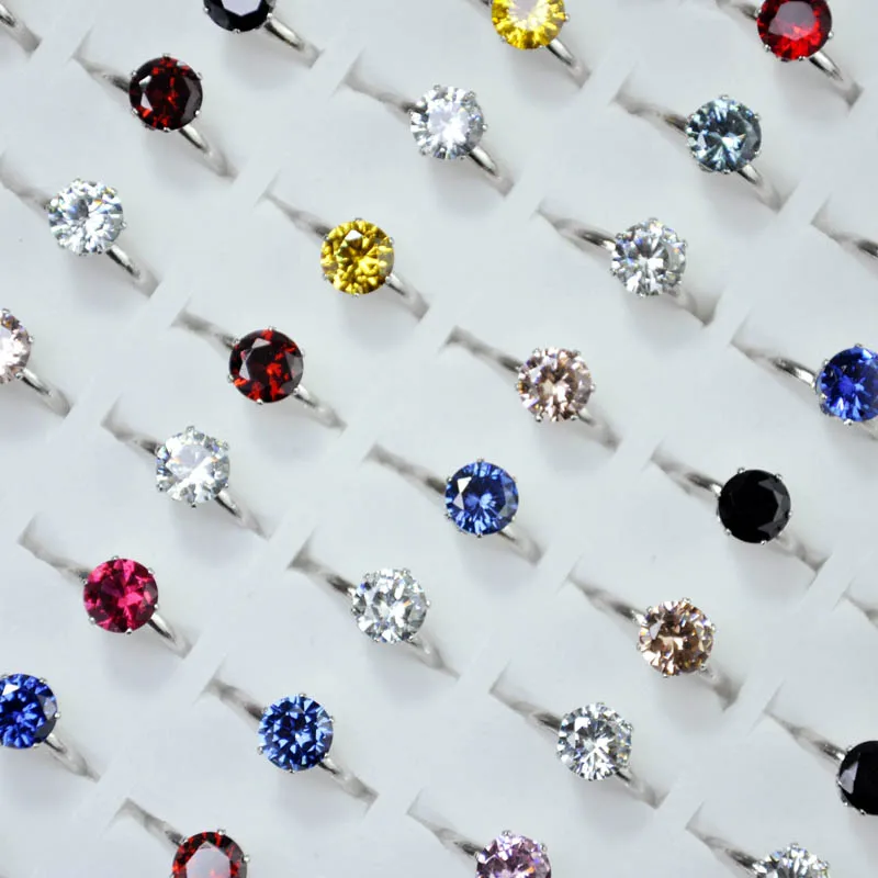 

50Pcs Fashion 1.0 Carat AAA Zircon Engagement Rings Lots For Women Girls Wedding Ring Austrian Crystal Jewelry Wholesale LR4060