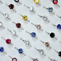 50pcs fashion 1 0 carat aaa zircon engagement rings lots for women girls wedding ring austrian crystal jewelry wholesale lr4060