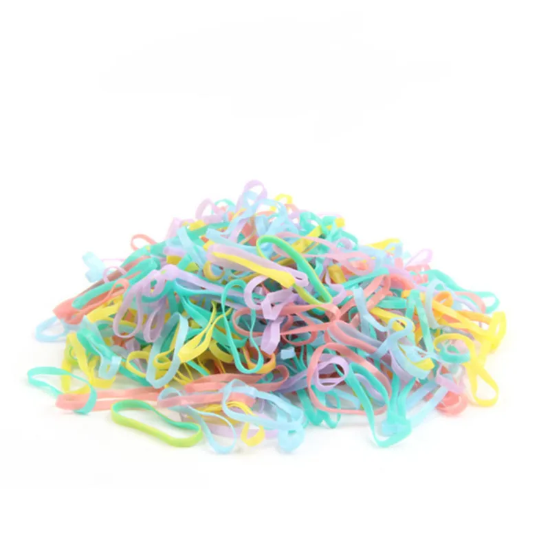 About 500PCS/lot Kids Children Girls Hair Holders Rubber Bands Elastics Tie Gum Braids Accessories Rainbow Color Rope | Детская одежда