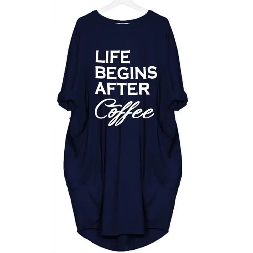 Новое поступление футболка с принтом в виде букв Pocket Life Beging After Coffee для женщин