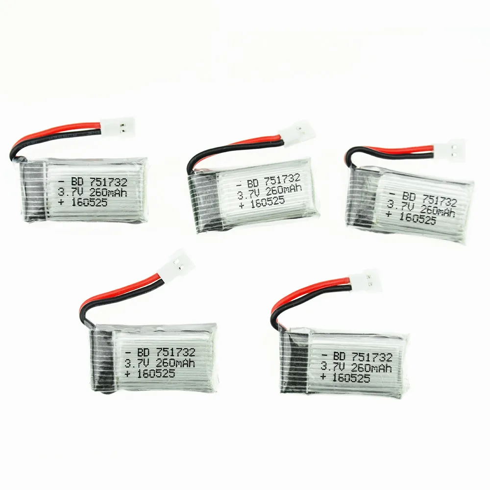  rc h8 lipo 260mAh 3.7V Battery 751732 5pcs and Charger cable for RC Mini drone Quadcopter Parts wholesale | Электроника