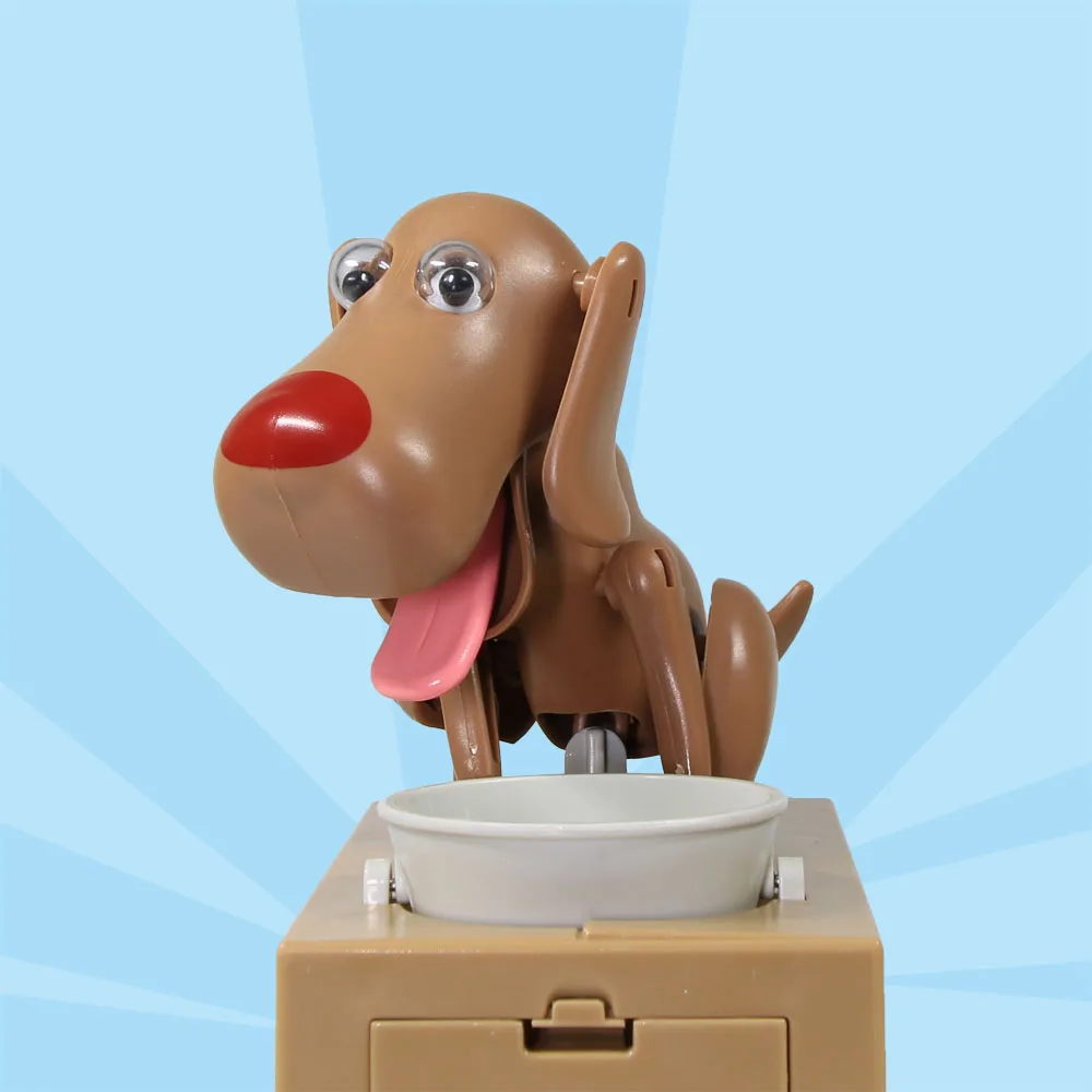 Brown Жадный Роботизированный собачий банк Choken Bako Puppy Money Box голодна собака монета банк автоматический копилка для экономии денег для любителей собак коробка для денег подарок - Цвет: Brown