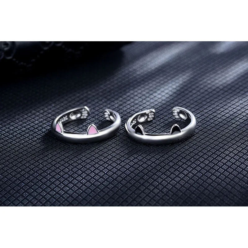 Брендовое милое дизайнерское открытое регулируемое кольцо с кошачьими ушками