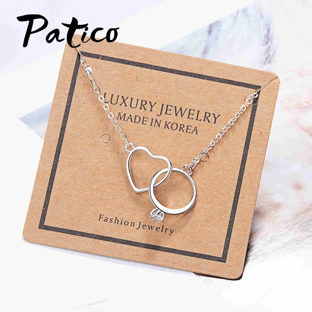 

Free Shipping Women Crystal Chain Rhinestone Necklace Cute Love Heart Jewellery Pendant Full jewelry heart necklace