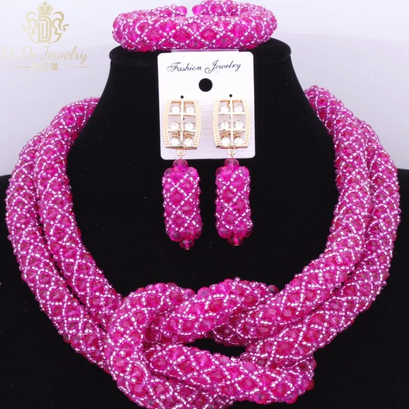 Набор ювелирных изделий из 2 слоёв великолепные розовые в нигерийском стиле для