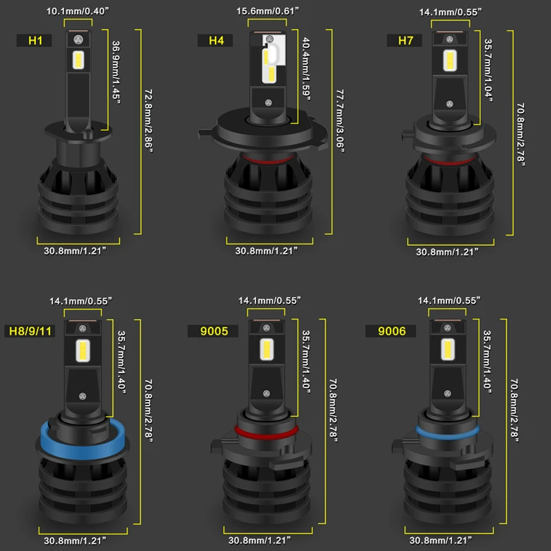 

2pcs Mini 16000LM H4 9005 HB3 9006 HB4 9007 9012 H1 H13 H3 H4 H7 H8 Canbus led headlight Auto Motorcy H4 H7 H8 H11 Led fog light