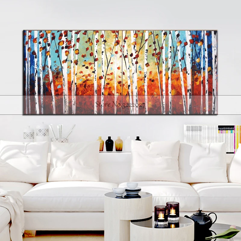 Без рамки осенний пейзаж гардан ручная роспись искусство на стену современное