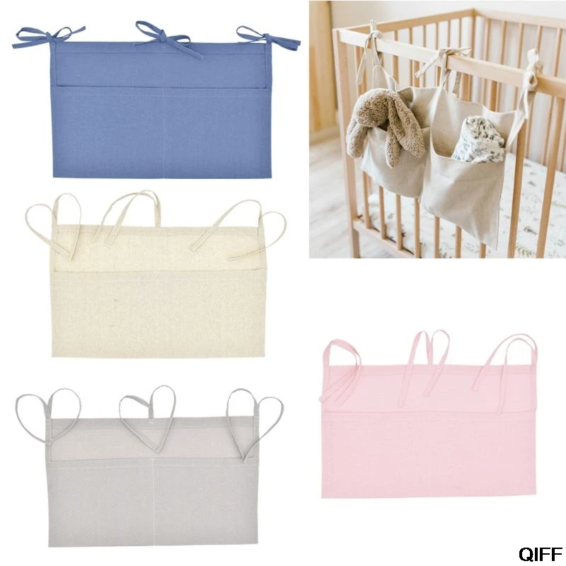 Baby Crib Organizer Bed Hanging Storage Bag For Baby Essentials Multi-Purpose Baby Bed Organizer Hanging Diaper Toys Tissue