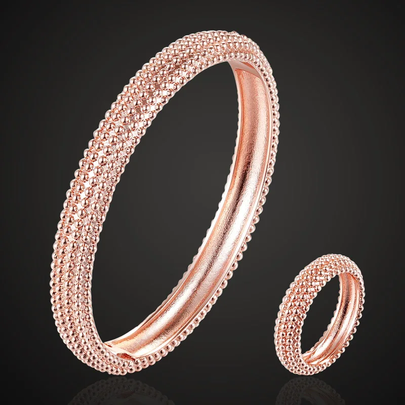 rose gold ring 8 Zlxgirl ювелирный браслет золотого цвета с кольцом, Ювелирный Комплект брендовый Европейский дизайн, кубический циркон, Браслет Bijoux Love, браслеты Pulseira - Окраска металла: rose gold ring 8