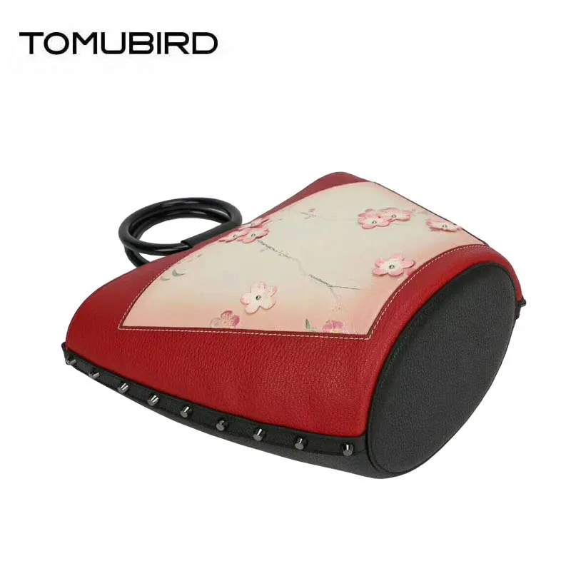 Сумка TOMUBIRD Женская большая из натуральной воловьей кожи с цветами 2020|Сумки