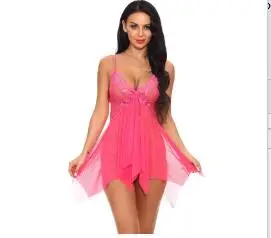 pink Женское сексуальное нижнее белье сексуальное горячее эротический ночной комплект платье femme кружевное открытое переднее Ночное платье мини сексуальные слипы - Цвет: pink