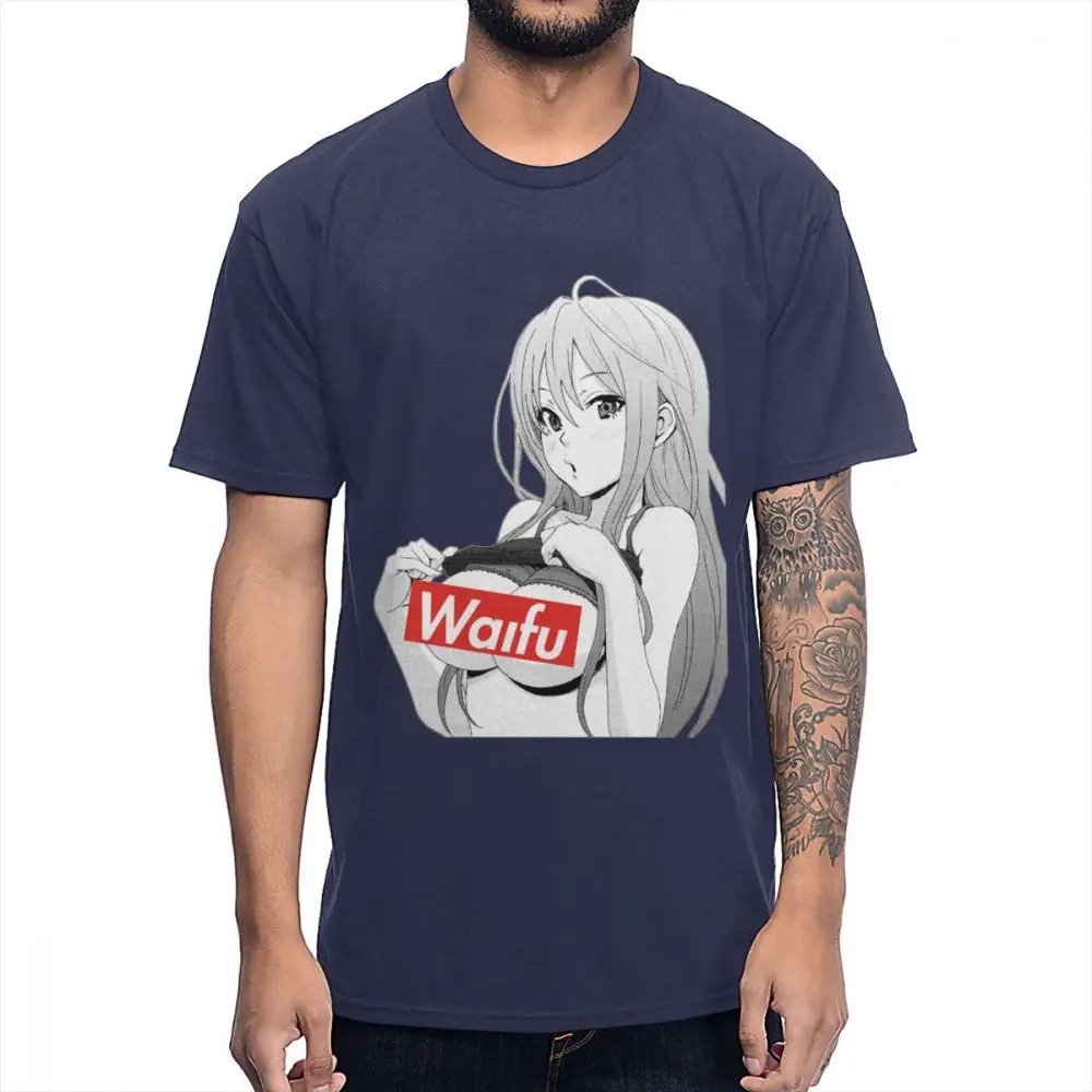 Японское аниме Waifu секс футболка модная сексуальная Ahegao графический принт футболка S-6XL уникальный дизайн футболка - Цвет: Тёмно-синий
