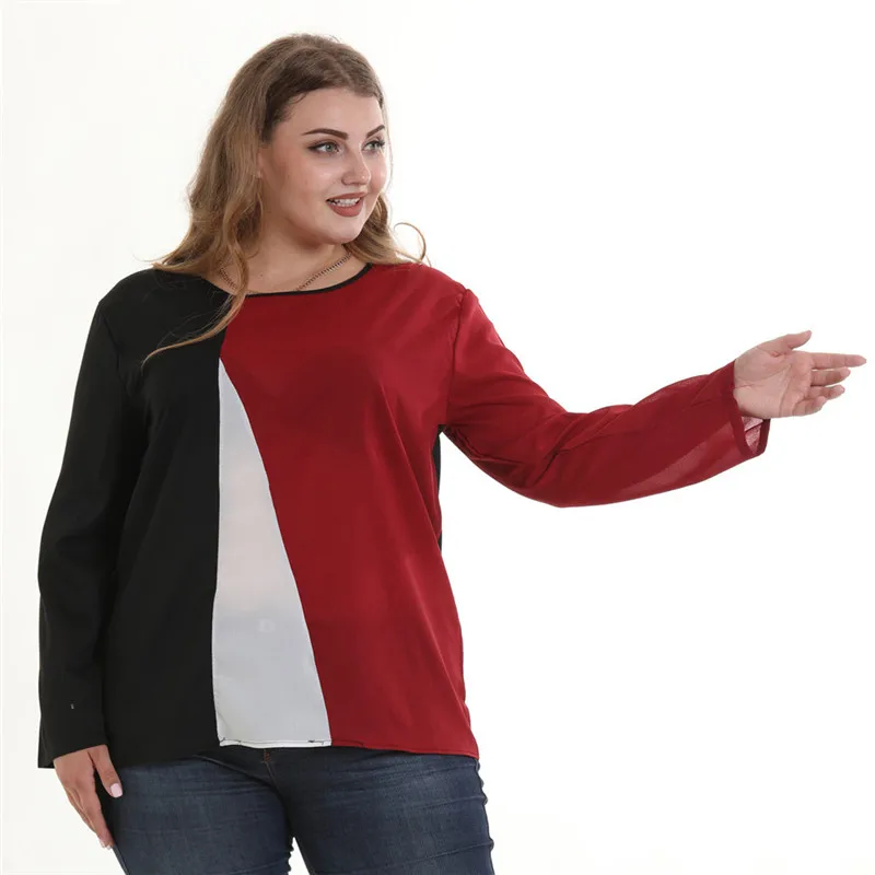 Уличная 5xl 6xl Шифоновая Блузка корейский стиль для женщин с длинным рукавом