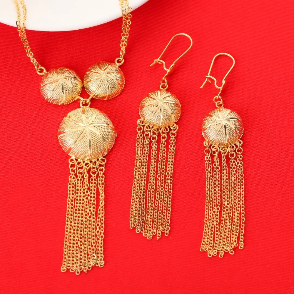 Новое поступление ювелирное изделие ожерелье серьги набор Joias Ouro золото