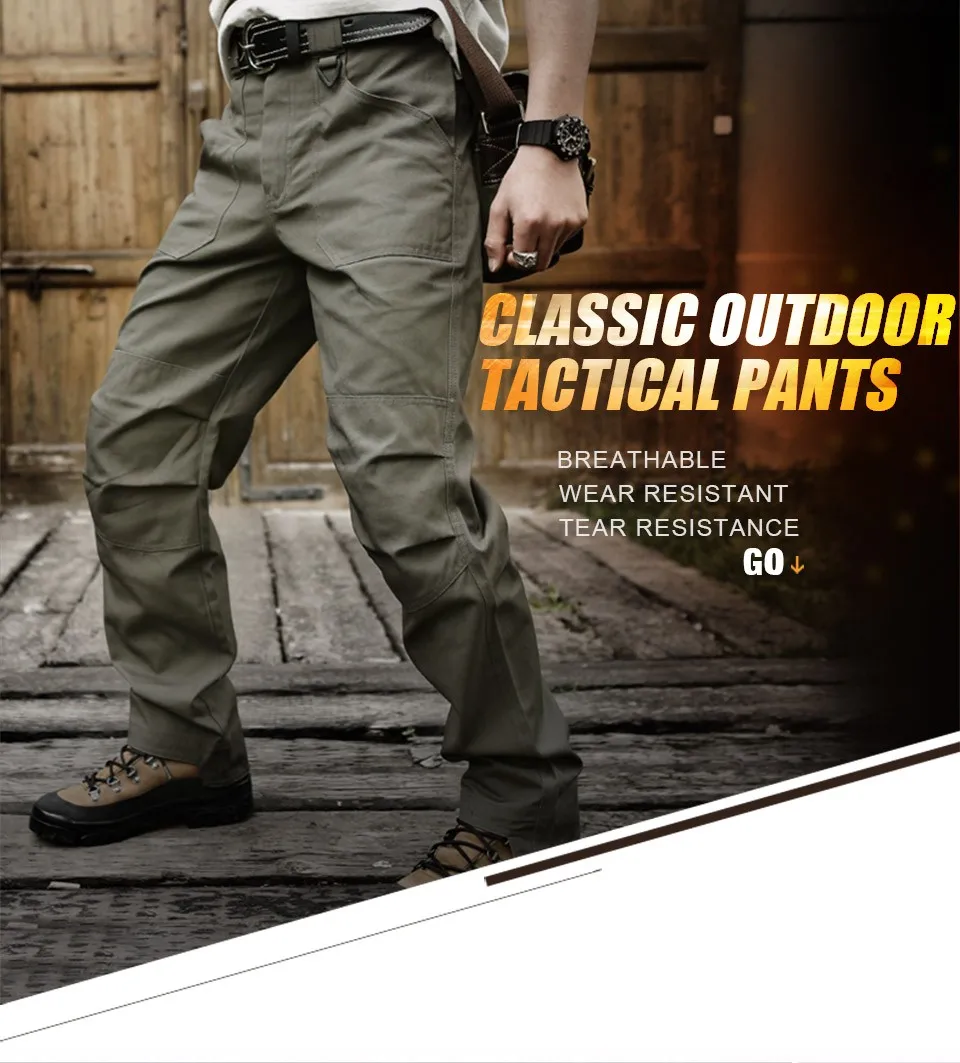 CQB Outdoor Camping Tactical Sports Men's Pants Multi-Pockets for Riding Hiking Trekking Cotton Breathable Overalls Trousers