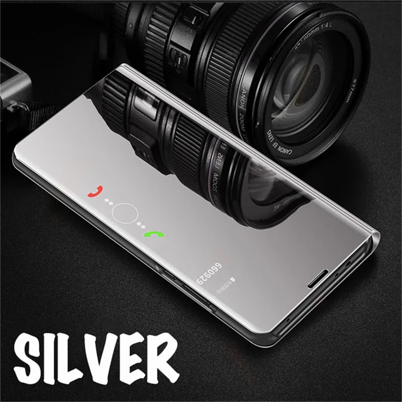 Silver Зеркальный флип чехол для huawei P30 P20 Pro P10 Lite Honor 10 9 Lite 9i P Smart Plus mate 20 10 Pro 20X Nova 4 Lite 4E 3 3i сумка - Цвет: Silver