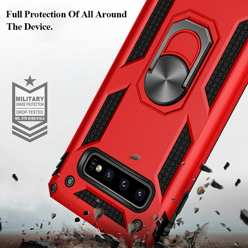 S10 plus s10e armor case for samsung galaxy s 10 s10plus rugged hard shell fit magnetic car mount bumper cover with stand conque |