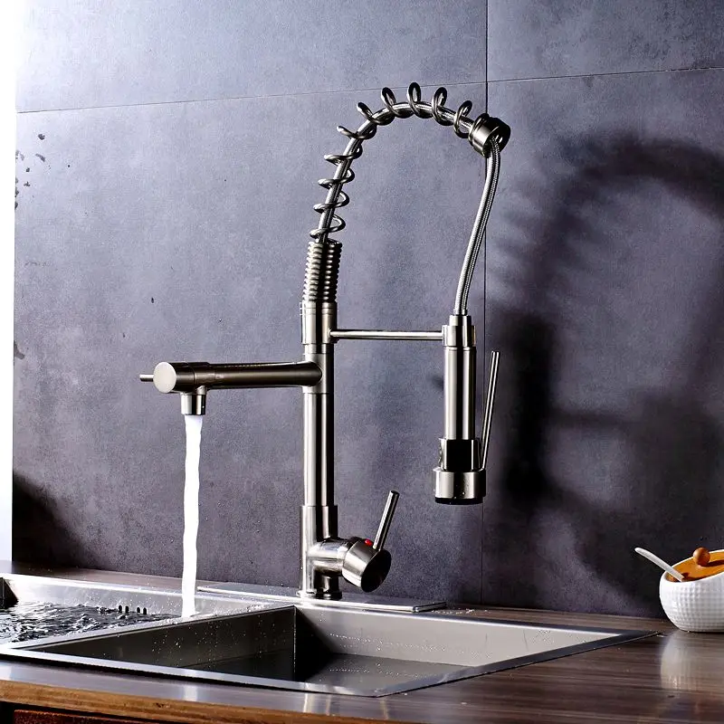 Uythner Матовый никель бортике кухонный кран смеситель с крышкой пластины Прямая