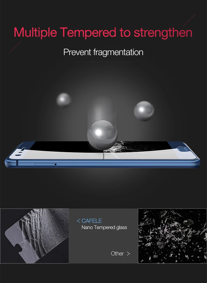 Закаленное стекло CAFELE для huawei honor 9 HD, прозрачная 2.5D закругленная кромка 9 H, Антибликовая Защита экрана для huawei honor 9