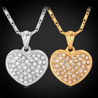 new gold color hearts pendant necklace jewelry austrian rhinestone crystal fashion jewelry gift for women mgc p715