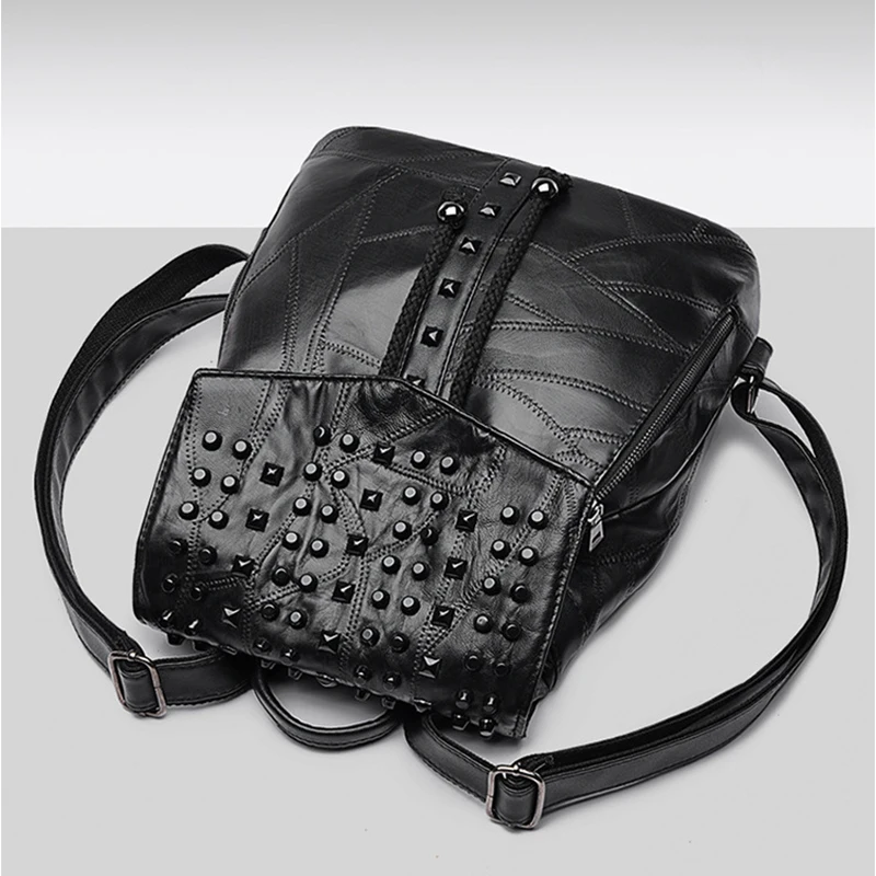 M R.L Новый женский рюкзак из овчины модные женские дорожные сумки с заклепками