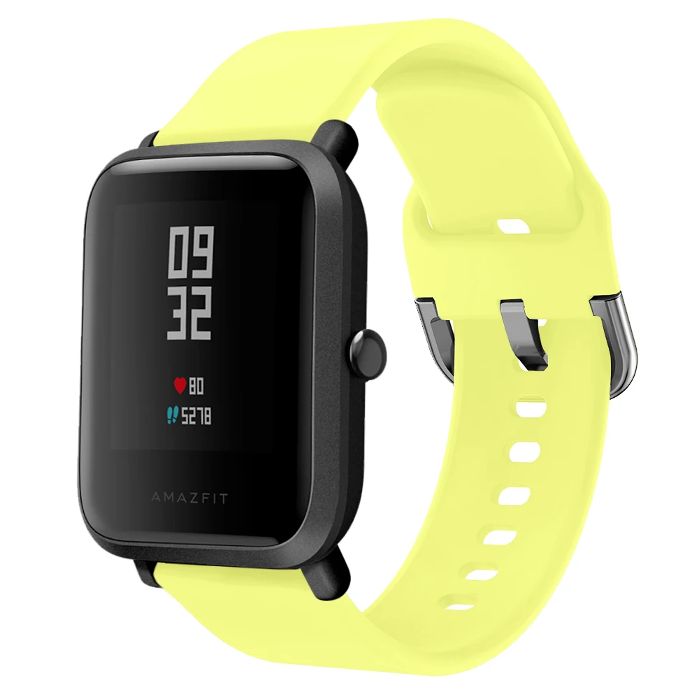 Силиконовый мягкий ремешок для Xiaomi Huami Amazfit Bip BIT Lite Молодежные умные часы браслет на запястье для Amazfit gts ремешок для часов 20 мм ремешок - Цвет: Цвет: желтый
