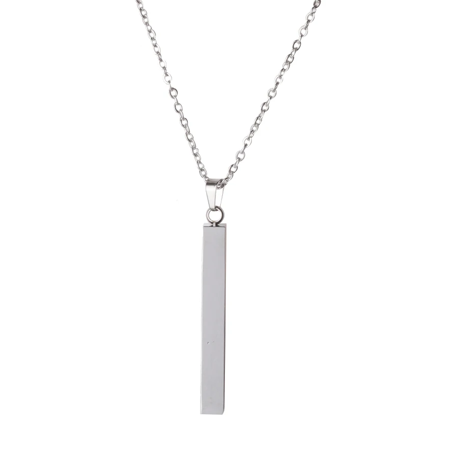 steel color Fnixtar зеркальная полировка из нержавеющей стали Персонализированная квадратная бар имя клиента DIY Ожерелье Подвеска Вертикальная пластинка 10 шт./лот - Окраска металла: steel color