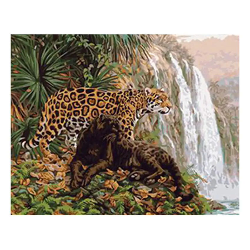 leopard Painting 21 Раскраска по номерам, сделай сам роспись по номерам, декоративная картина элегантный цветок, картины по номерам - Цвет: leopard Painting 21
