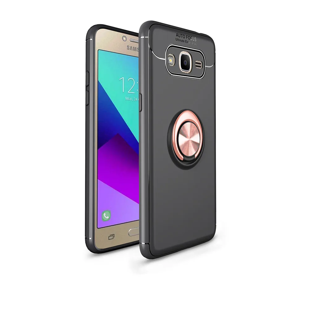 Для samsung Galaxy Grand Prime G530 G531 металлический магнитный автомобильный чехол-подставка с кольцом, силиконовый чехол из ТПУ для samsung G 530 531, чехол s - Цвет: Black and Rose Gold