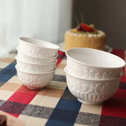 Бесплатная доставка белые чаши 5 шт./компл. для риса Европейский экспорт рельефов